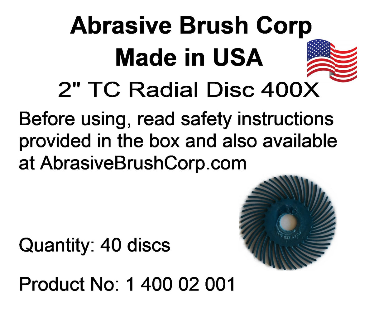 Radial Disc, 2" TC 400X, 40 discs per Box, includes reusable Adapter with 1/4" steel shaft
