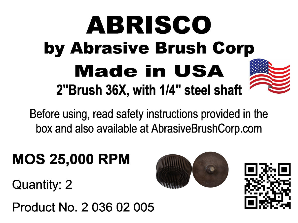 2" Brush 36X, 1/4" Steel Shaft, Bag of 2 Brushes