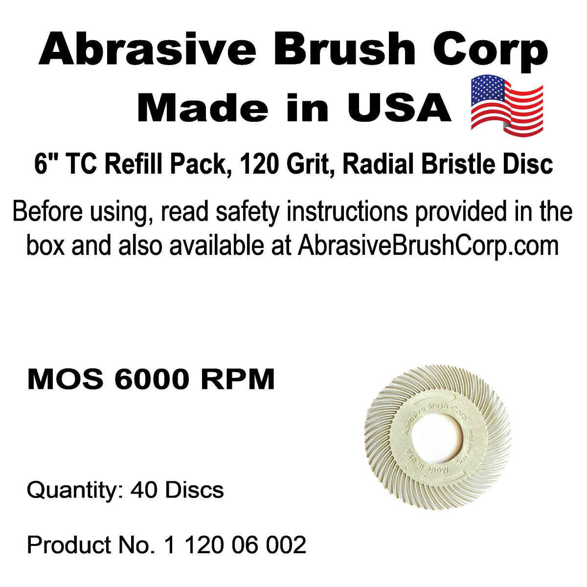 Radial Disc, 6" TC  120X, Box of 40 discs