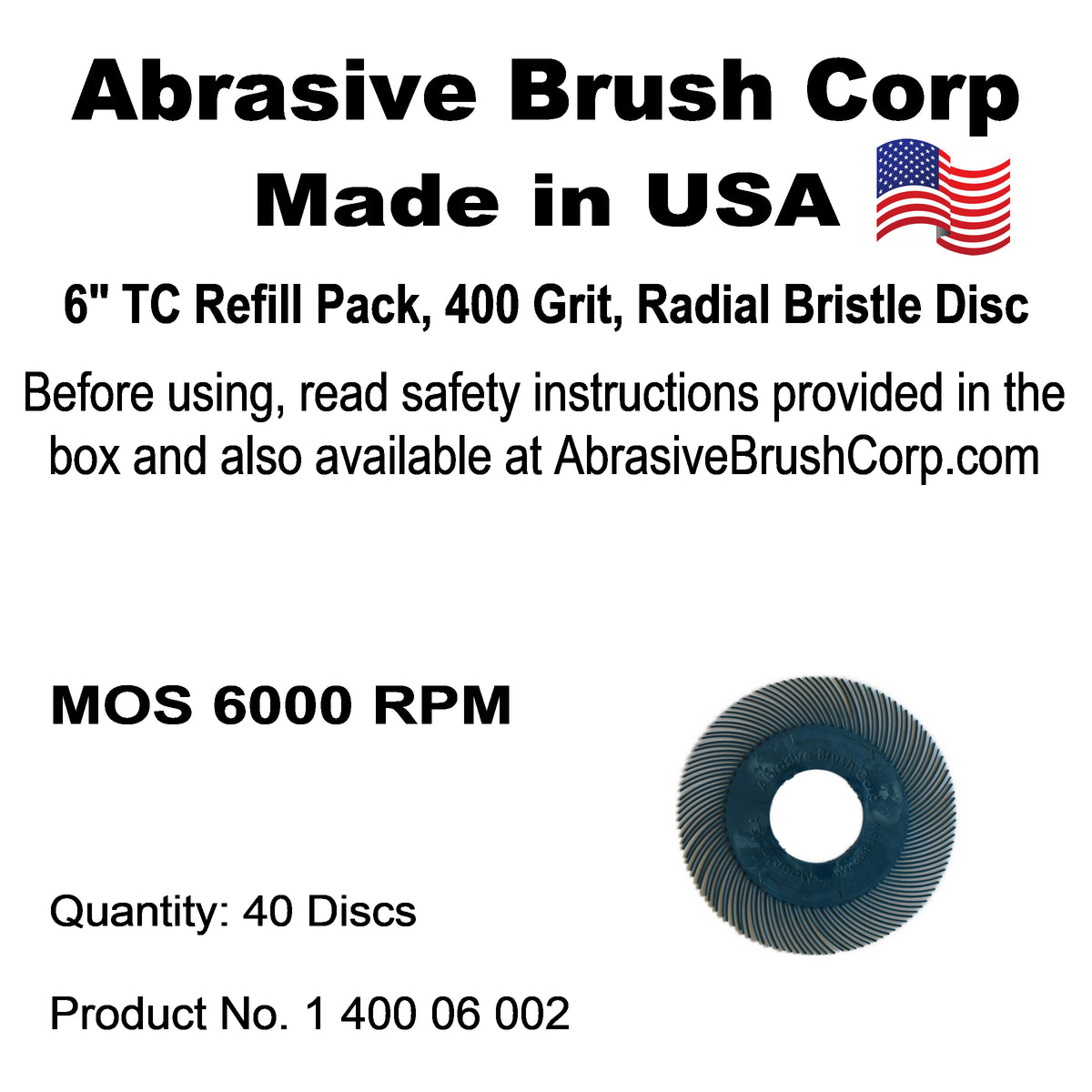 Radial Disc, 6" TC  400X, Box of 40 discs