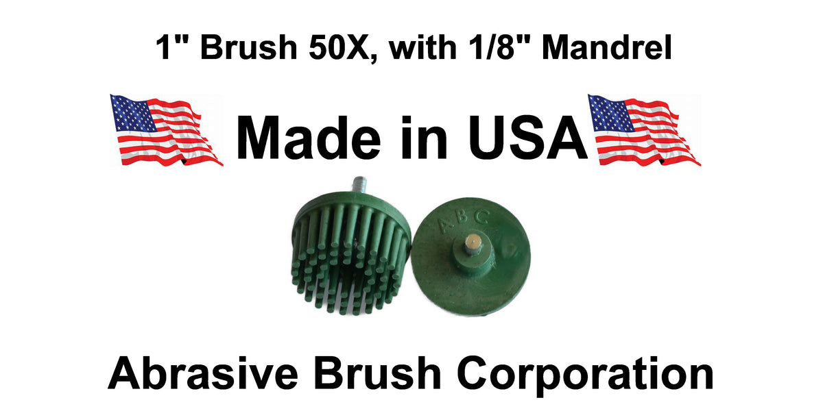 1"Brush 50X, 1/8" Steel Shaft, Box of 10